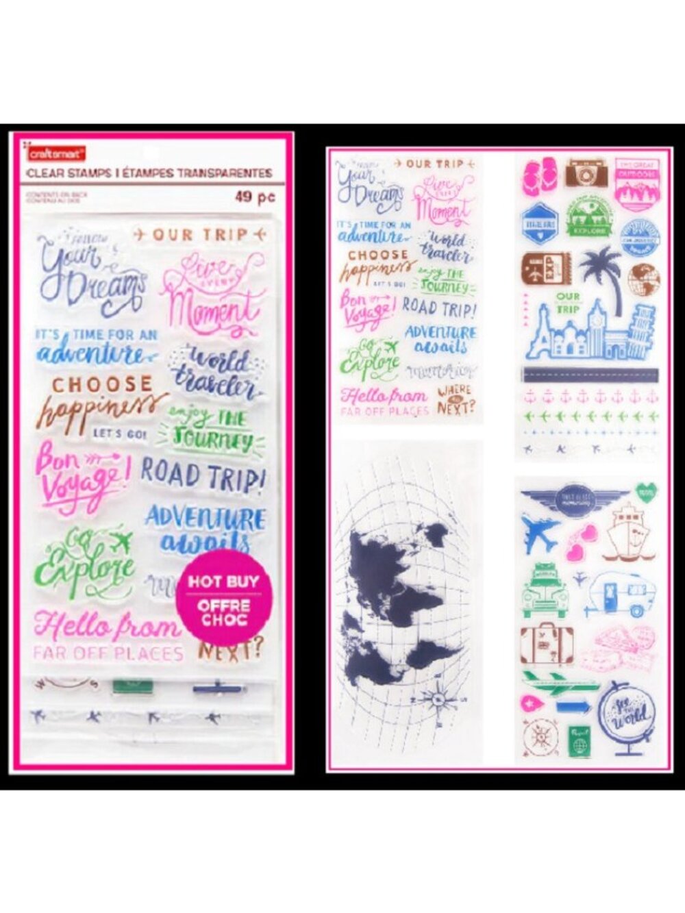 Travel Road Trip Europe Vacation 49 Pc Clear Stamp Set Craft Smart Scrapbooking
